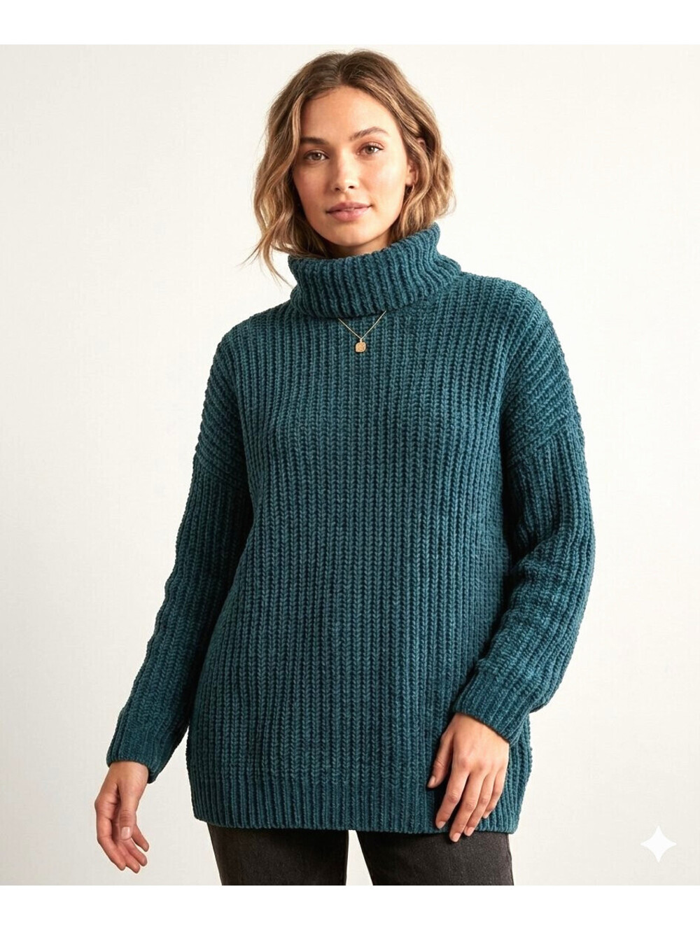 Abercrombie & Fitch S Small Women's Green Rib-Knit Turtleneck Oversized Sweater